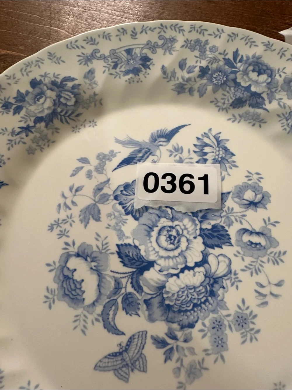 Queens Oriental Garden 10 inch Dinner Plate Blue White Transferware England